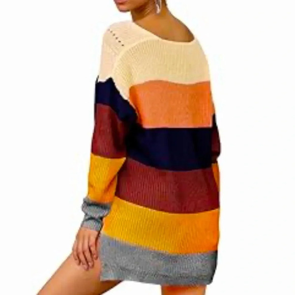 🖤 New Fall Oversized Women’s Stripe Breathable Knit Sweater 🖤 - Picture 1 of 8